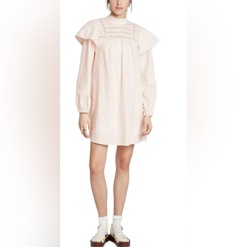 XS New Target Wild Fable Women's Light Pink Long Sleeve High Neck Poplin Dress